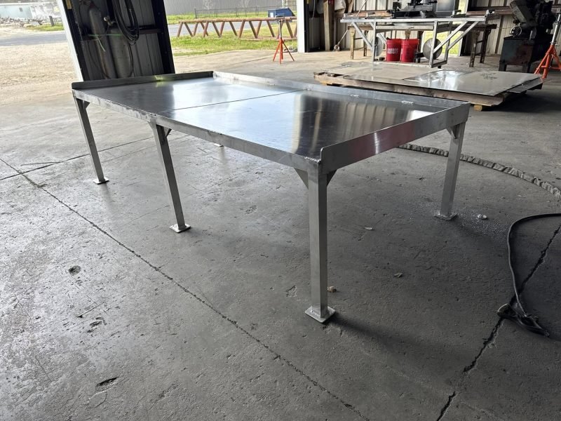 Work table with a stainless steel top