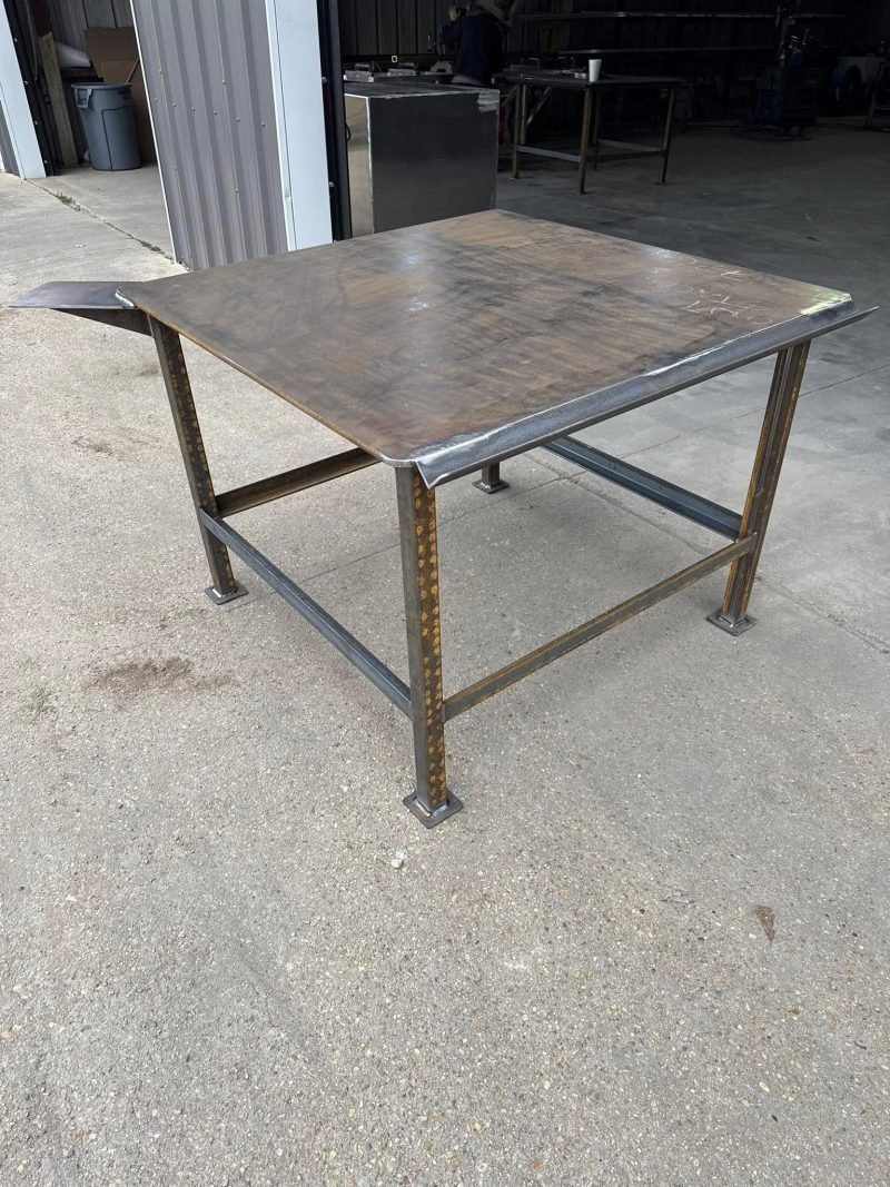 Steel work table with angle iron legs